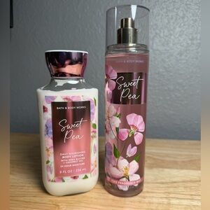 NWT Bath & Body Works Sweet Pea Body Lotion & Fine Fragrance Mist Set